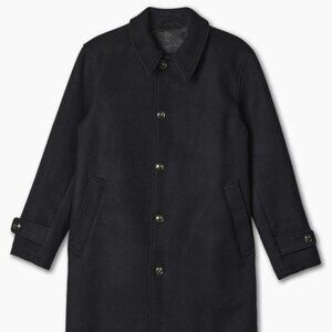 Very Good Condition Momotaro Jeans MXOT1500 Heavy Melton Balmacaan Coat Black